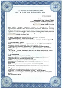 Приложение к свидетельству о допуске к строительным работам Челябинск СРО в строительстве